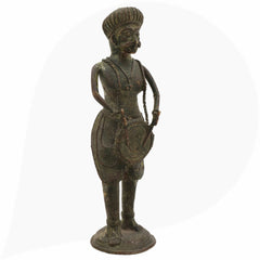 Brass Musical Man Idol, Dogra Art Sangeetwala Peetal Dhokra Sculpture for Home Decor & Collectors,Black, 7 Inch, 1 Piece