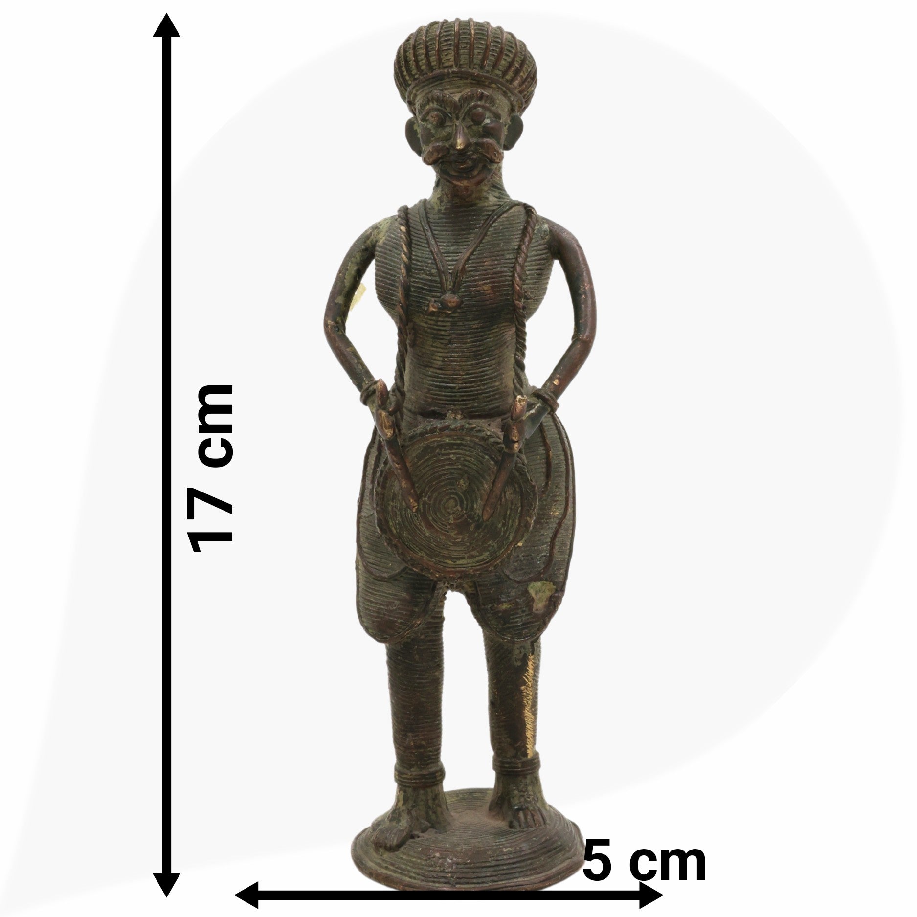 Brass Musical Man Idol, Dogra Art Sangeetwala Peetal Dhokra Sculpture for Home Decor & Collectors,Black, 7 Inch, 1 Piece