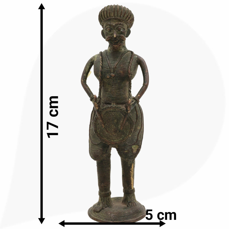 Brass Musical Man Idol, Dogra Art Sangeetwala Peetal Dhokra Sculpture for Home Decor & Collectors,Black, 7 Inch, 1 Piece