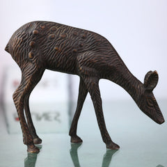 Brass Deer Idol | Mriga Harin Jinka Chital Cheetal Barasingha Blackbuck Showpiece | Handcrafted Peetal Pital Pittal Sculpture for Home Decor & Gifts,Brown, 4.5 Inch, 1 Piece