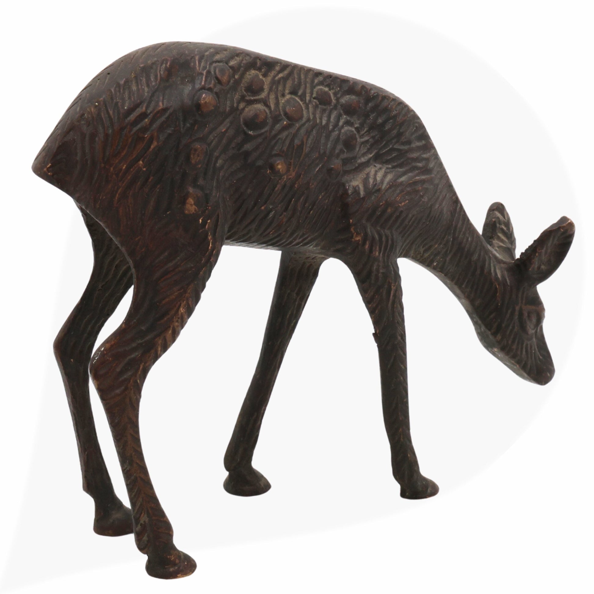 Brass Deer Idol | Mriga Harin Jinka Chital Cheetal Barasingha Blackbuck Showpiece | Handcrafted Peetal Pital Pittal Sculpture for Home Decor & Gifts,Brown, 4.5 Inch, 1 Piece