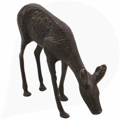 Brass Deer Idol | Mriga Harin Jinka Chital Cheetal Barasingha Blackbuck Showpiece | Handcrafted Peetal Pital Pittal Sculpture for Home Decor & Gifts,Brown, 4.5 Inch, 1 Piece