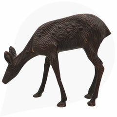 Brass Deer Idol | Mriga Harin Jinka Chital Cheetal Barasingha Blackbuck Showpiece | Handcrafted Peetal Pital Pittal Sculpture for Home Decor & Gifts,Brown, 4.5 Inch, 1 Piece