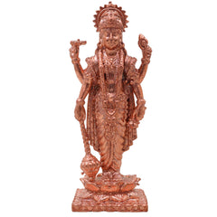 Copper Vishnu Idol, Handcrafted Tamra Narayana Perumal Murti, Venkatesha Govinda Vigraham for Pooja Home Decor Spiritual Gifting, Brown, 3 Inch, 1 Piece