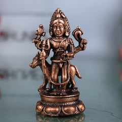 Copper Kal Bhairav Idol, Handmade Tamra Kala Bhairava Murti, Kaal Bhairava Statue for Home Temple Pooja Decor, Brown, 2.5 Inch, 1 Piece