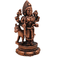 Copper Kal Bhairav Idol, Handmade Tamra Kala Bhairava Murti, Kaal Bhairava Statue for Home Temple Pooja Decor, Brown, 2.5 Inch, 1 Piece
