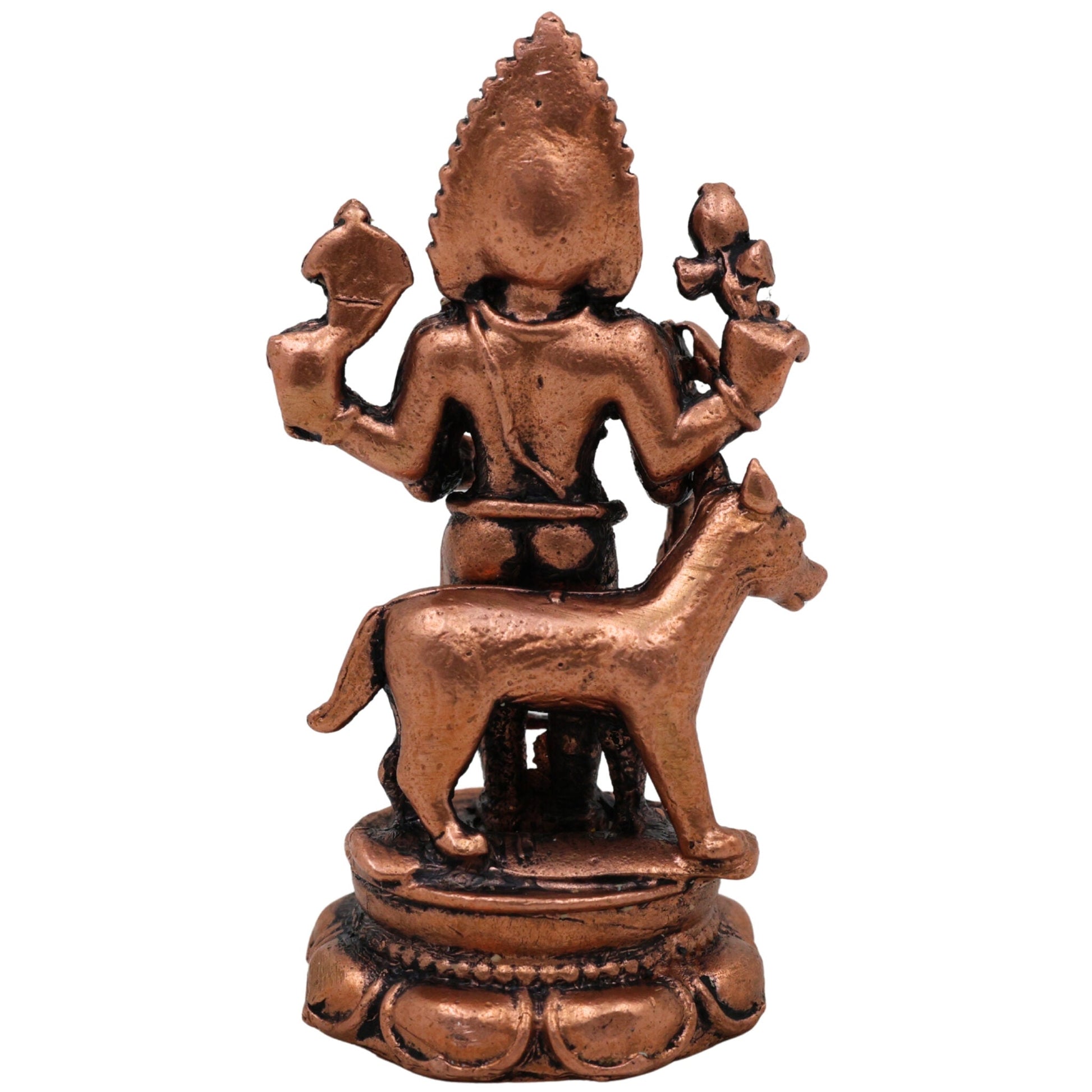 Copper Kal Bhairav Idol, Handmade Tamra Kala Bhairava Murti, Kaal Bhairava Statue for Home Temple Pooja Decor, Brown, 2.5 Inch, 1 Piece