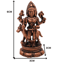 Copper Kal Bhairav Idol, Handmade Tamra Kala Bhairava Murti, Kaal Bhairava Statue for Home Temple Pooja Decor, Brown, 2.5 Inch, 1 Piece