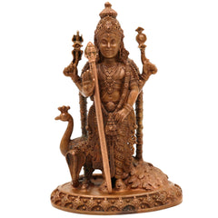 Handcrafted Bronze Murugan Idol, Panchaloha Subramanya Statue, Skanda Velan Deity Sculpture, Chola Art South India Murugan, Brown, 4 Inch, 1 Piece