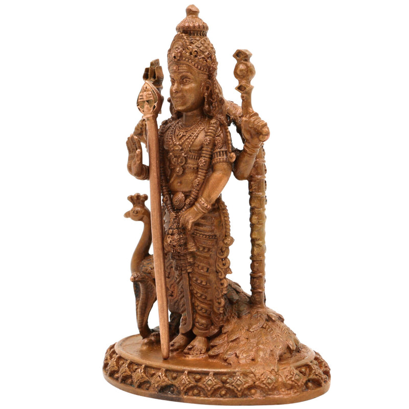 Handcrafted Bronze Murugan Idol, Panchaloha Subramanya Statue, Skanda Velan Deity Sculpture, Chola Art South India Murugan, Brown, 4 Inch, 1 Piece