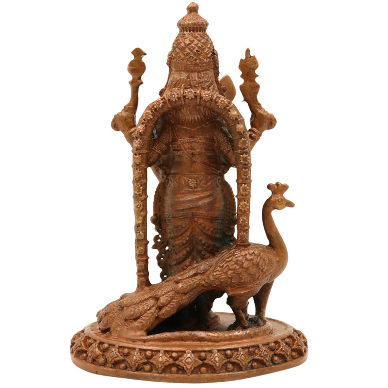 Handcrafted Bronze Murugan Idol, Panchaloha Subramanya Statue, Skanda Velan Deity Sculpture, Chola Art South India Murugan, Brown, 4 Inch, 1 Piece