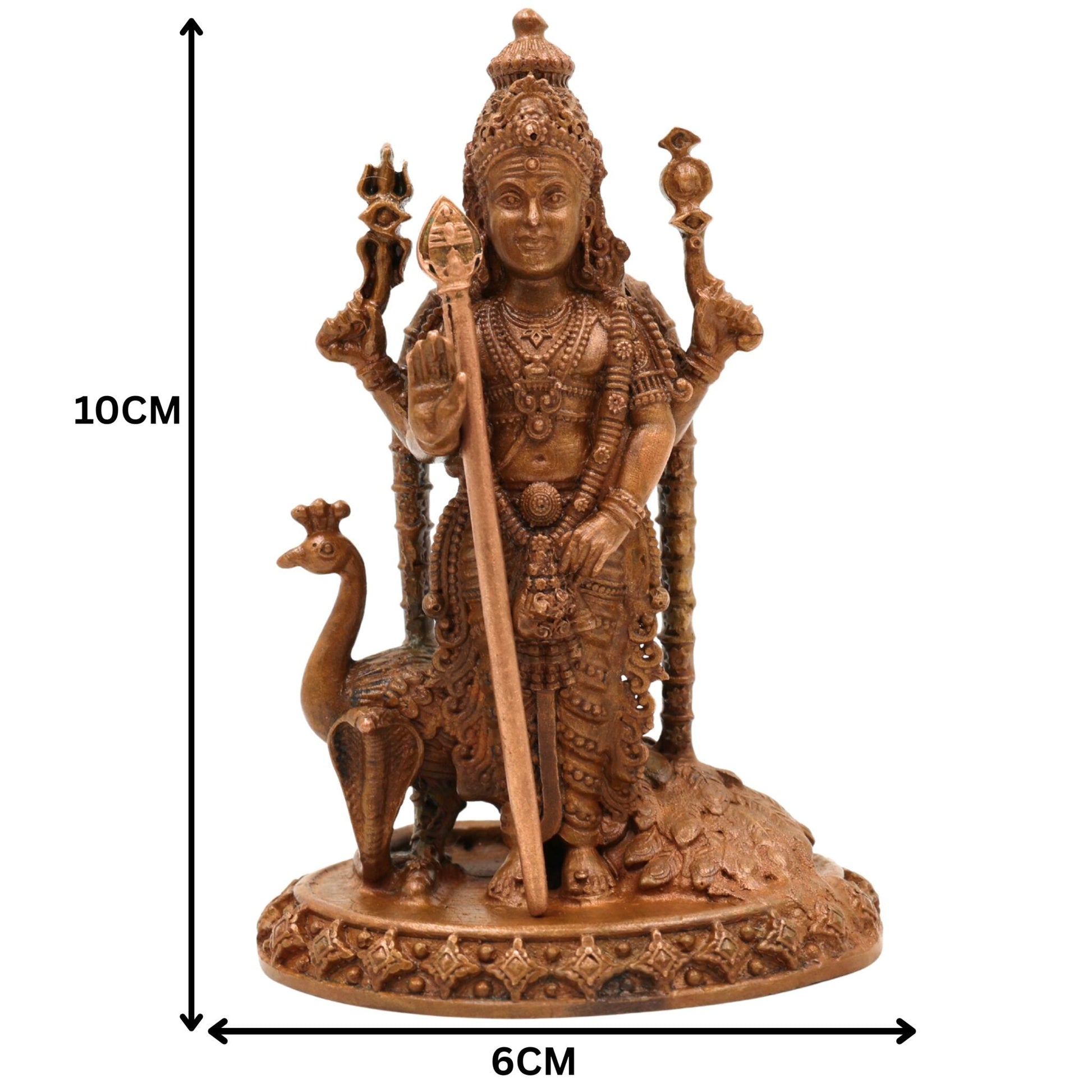 Handcrafted Bronze Murugan Idol, Panchaloha Subramanya Statue, Skanda Velan Deity Sculpture, Chola Art South India Murugan, Brown, 4 Inch, 1 Piece