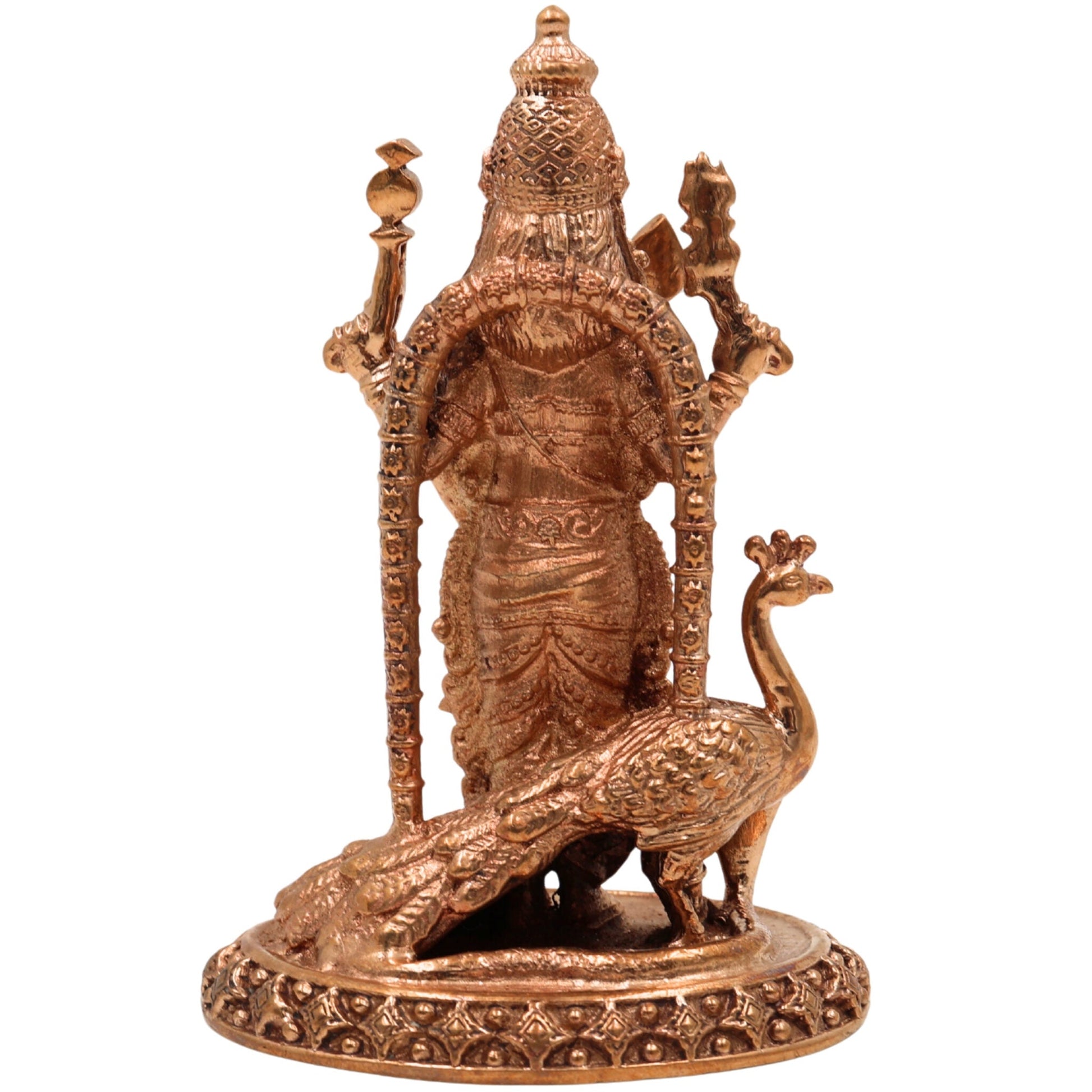 Handcrafted Bronze Panchaloha Raja Murugan Idol – Kartikeya Skanda Subramanya Shanmuga Arumuga Vel Murugan Statue for Home Temple & Gifting,Gold, 4 Inch, 1 Piece