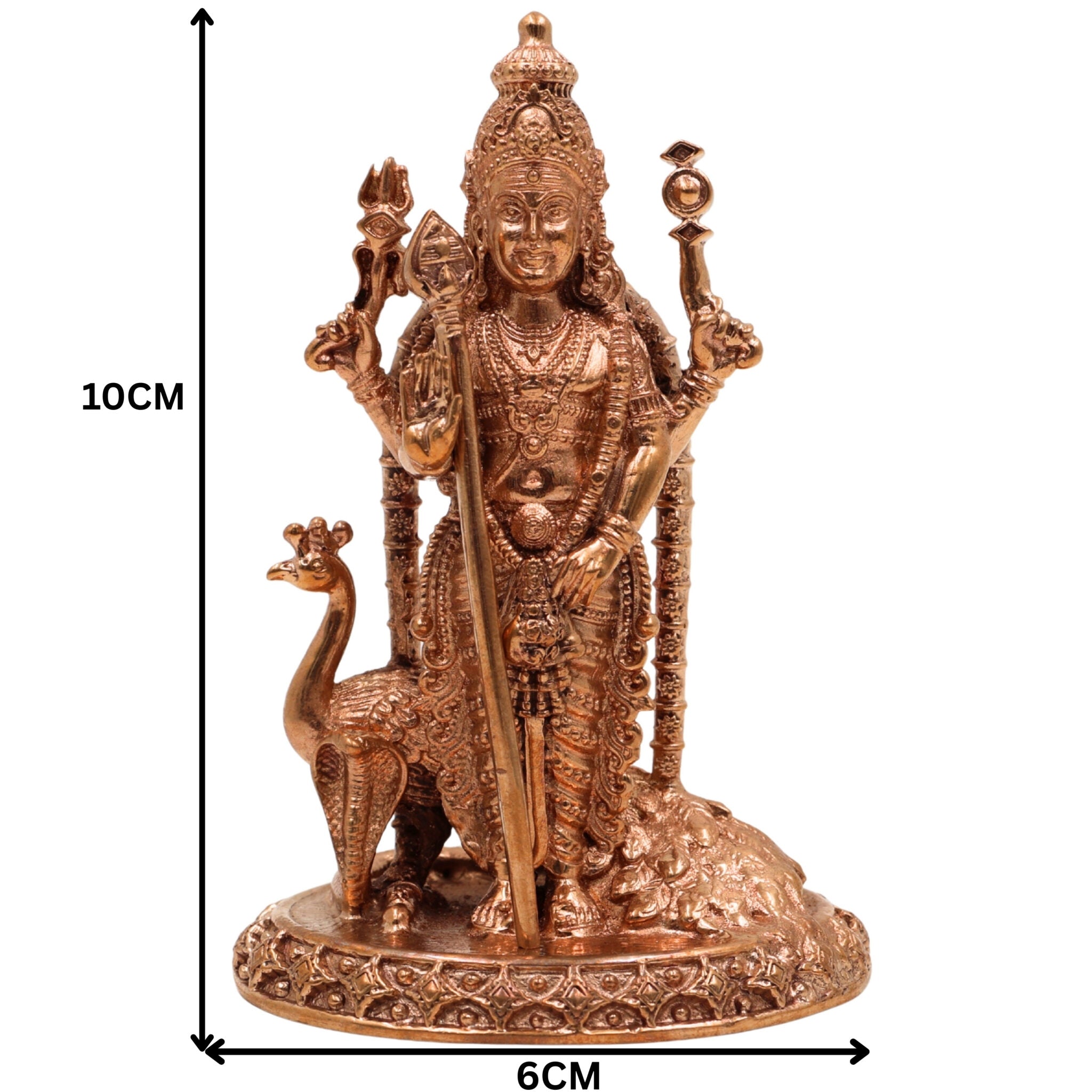 Handcrafted Bronze Panchaloha Raja Murugan Idol – Kartikeya Skanda Subramanya Shanmuga Arumuga Vel Murugan Statue for Home Temple & Gifting,Gold, 4 Inch, 1 Piece