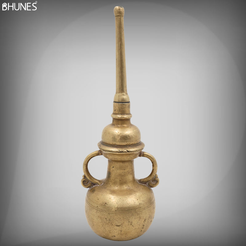 Brass Antique Oil Lamp, Handcrafted Diya, Kerala Nilavilakku, Temple Deepam, Vintage Brass Deepam, Ritual Pooja Lamp, Heritage Brass Diya,Black, 9.5 Inch, 1 Piece