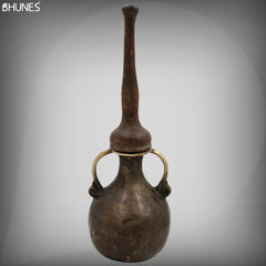 Brass Antique Oil Lamp, Traditional Diya, Kerala Nilavilakku, Pooja Deepam, Temple Lamp, Handcrafted Brass Deepam, Diya, Black, 11.5 Inch, 1 Piece