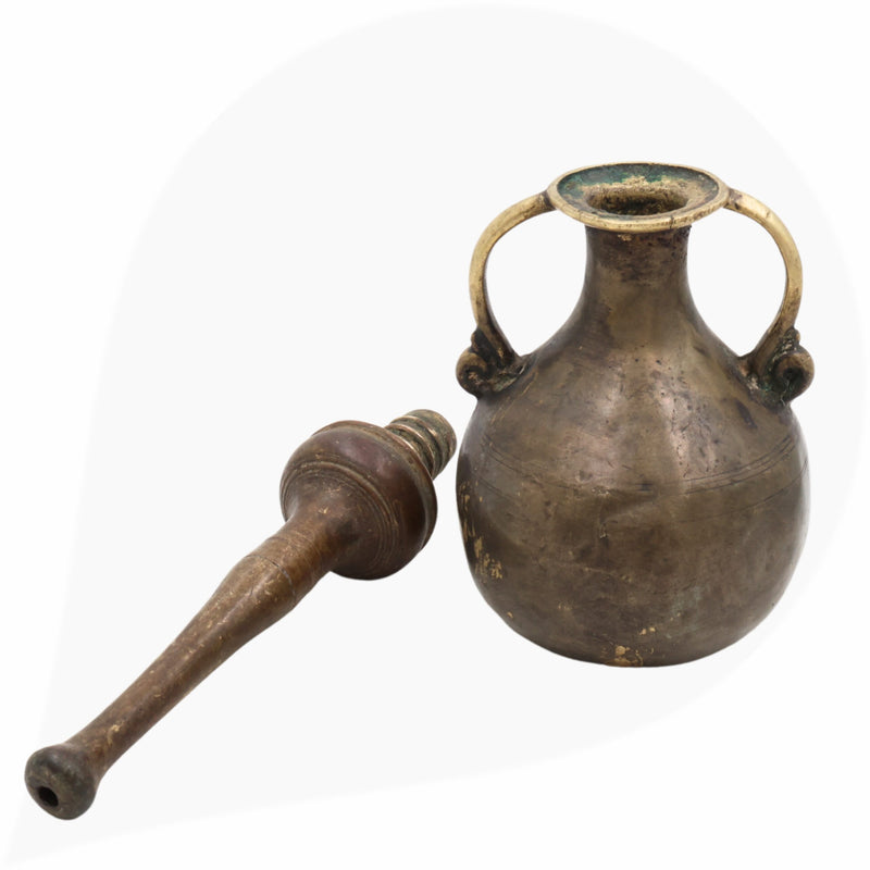 Brass Antique Oil Lamp, Traditional Diya, Kerala Nilavilakku, Pooja Deepam, Temple Lamp, Handcrafted Brass Deepam, Diya, Black, 11.5 Inch, 1 Piece