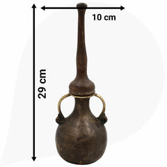 Brass Antique Oil Lamp, Traditional Diya, Kerala Nilavilakku, Pooja Deepam, Temple Lamp, Handcrafted Brass Deepam, Diya, Black, 11.5 Inch, 1 Piece