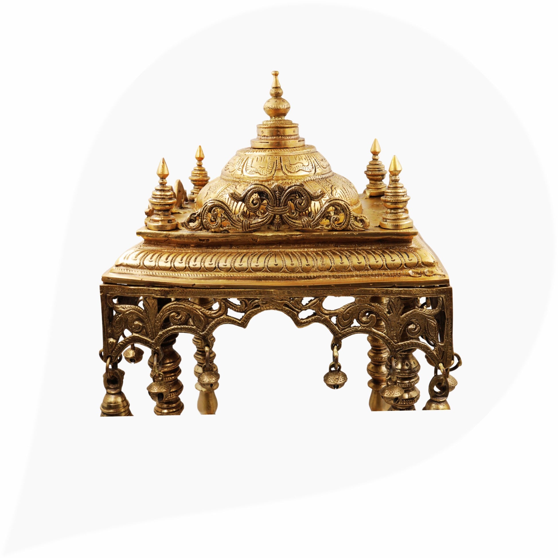Bhunes Brass Temple Mandir, Handmade Pooja Mandap for Home, Religious Decor, Puja Room, Brass Mandir for Pooja Decoration & Gifts, Gold, 21 Inch, 1 Piece