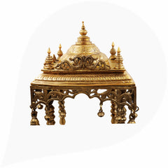 Bhunes Brass Temple Mandir, Handmade Pooja Mandap for Home, Religious Decor, Puja Room, Brass Mandir for Pooja Decoration & Gifts, Gold, 21 Inch, 1 Piece