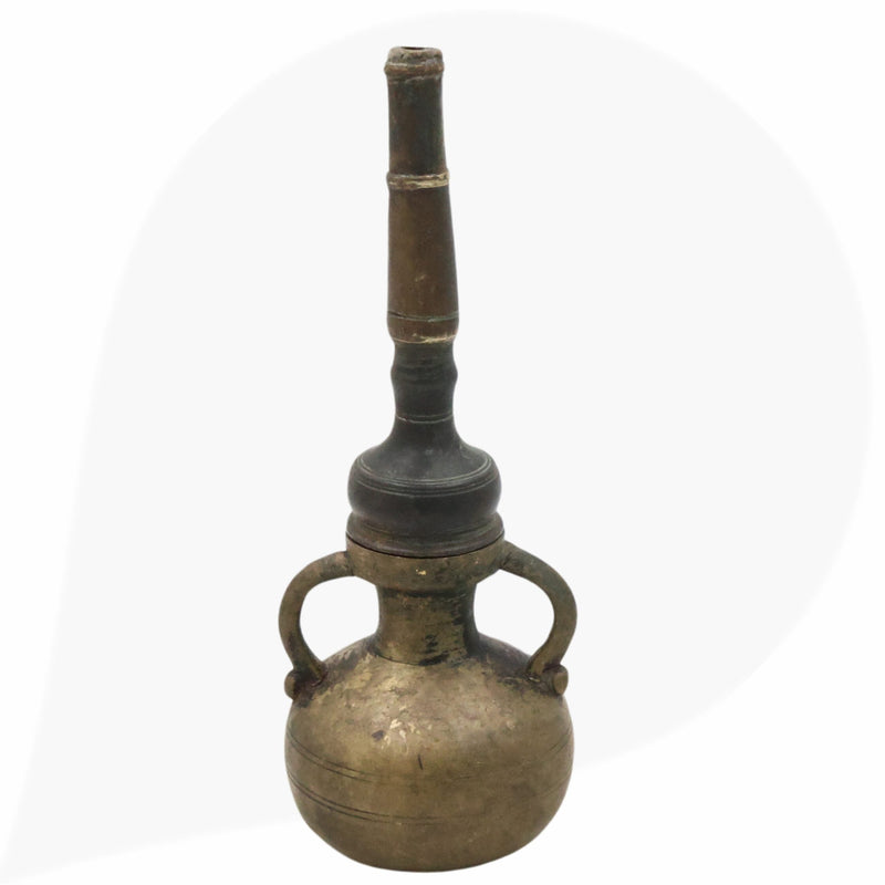 Brass Antique Oil Lamp Handcrafted Diya, Kerala Nilavilakku,Traditional Temple Deepam, Peetal / Pittal Heritage Indian Diya, Brown, 9 Inch, 1 Piece