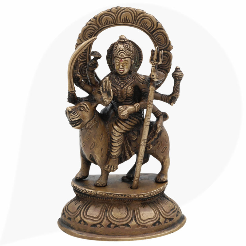 Brass Durga Idol – Mahishasura Mardini | Peetal Maa Durga Murti for Pooja Room, Navratri, Home Temple & Gifting,Gold, 8 Inch, 1 Piece