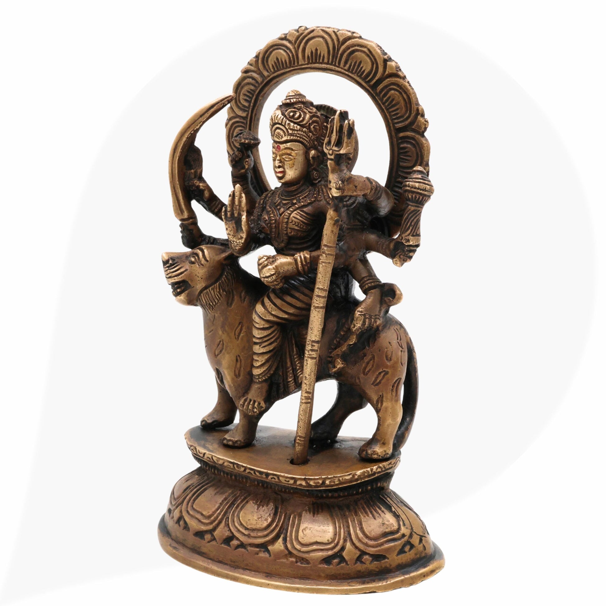 Brass Durga Idol – Mahishasura Mardini | Peetal Maa Durga Murti for Pooja Room, Navratri, Home Temple & Gifting,Gold, 8 Inch, 1 Piece