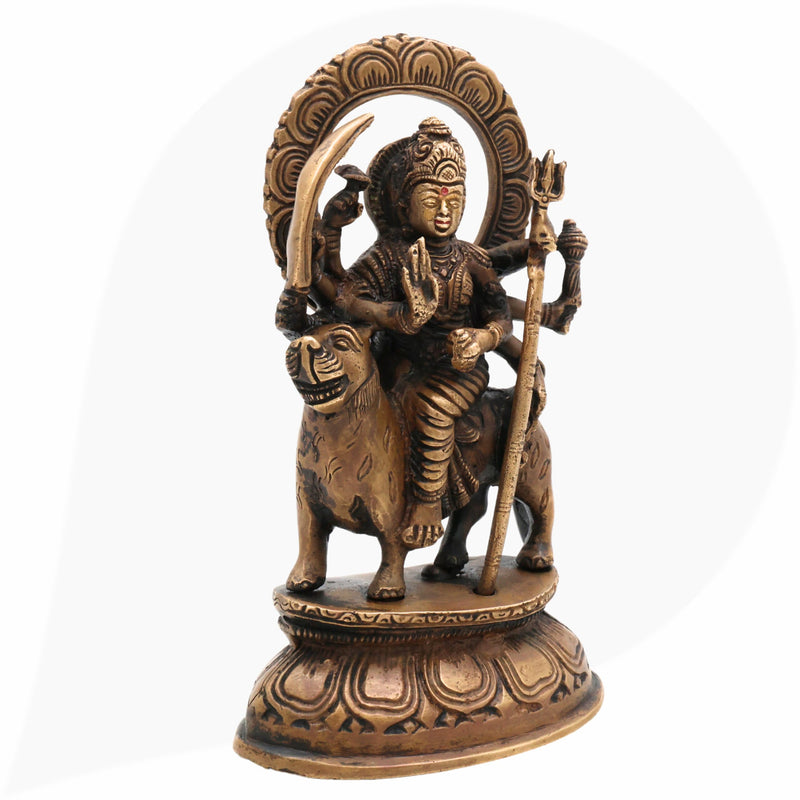 Brass Durga Idol – Mahishasura Mardini | Peetal Maa Durga Murti for Pooja Room, Navratri, Home Temple & Gifting,Gold, 8 Inch, 1 Piece