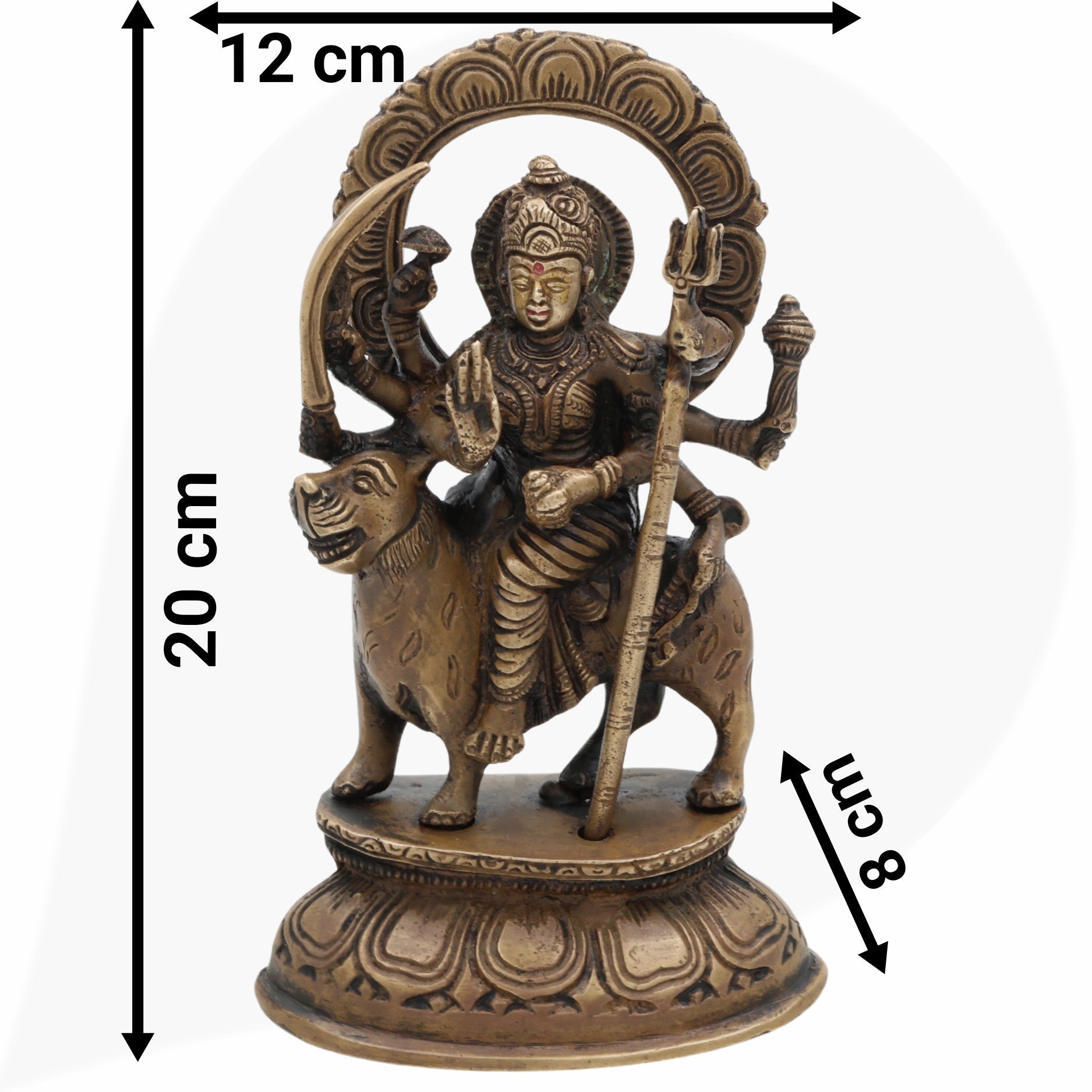 Brass Durga Idol – Mahishasura Mardini | Peetal Maa Durga Murti for Pooja Room, Navratri, Home Temple & Gifting,Gold, 8 Inch, 1 Piece