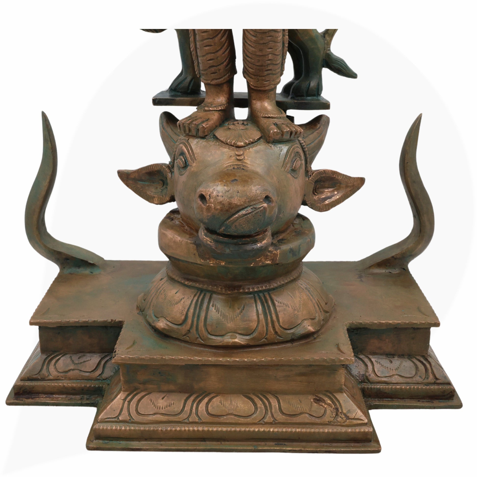 Handcrafted Bronze Durga Devi Idol | Mahishasura Mardini Panchaloha Sculpture | South Indian Chola Art Shakti Murti for Temple & Home,Brown, 19 Inch, 1 Piece