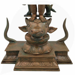 Handcrafted Bronze Durga Devi Idol | Mahishasura Mardini Panchaloha Sculpture | South Indian Chola Art Shakti Murti for Temple & Home,Brown, 19 Inch, 1 Piece