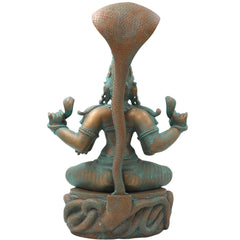 Handcrafted Bronze Manasadevi Idol, Authentic Panchaloha Manasa Mata Statue, Traditional South Indian Snake Goddess Murti for Temple & Pooja,Brown, 15.5 Inch, 1 Piece