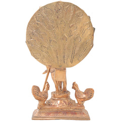 Panchaloha Lord Murugan Bronze Idol Sitting on Peacock – Skanda Subramanya Shanmukha Vel Murti for Home Temple Decor,Brown, 7.5 Inch, 1 Piece