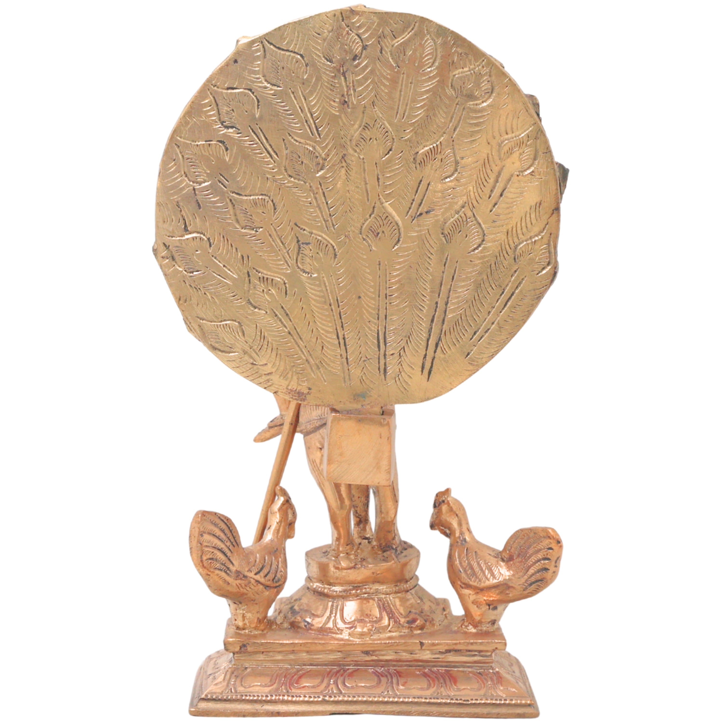 Panchaloha Lord Murugan Bronze Idol Sitting on Peacock – Skanda Subramanya Shanmukha Vel Murti for Home Temple Decor,Brown, 7.5 Inch, 1 Piece