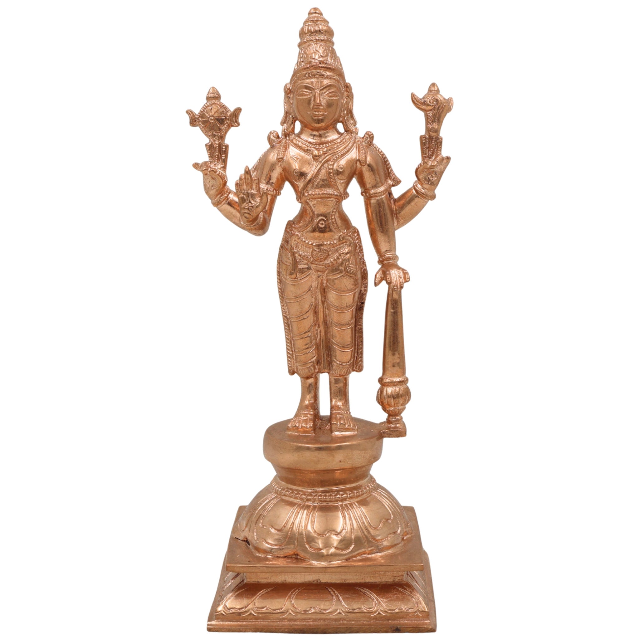 Handcrafted Panchaloha Bronze Vishnu Idol – Traditional Wax Cast Vishnu Murti, Narayana Statue for Temple & Home Pooja,Gold, 5 Inch, 1 Piece