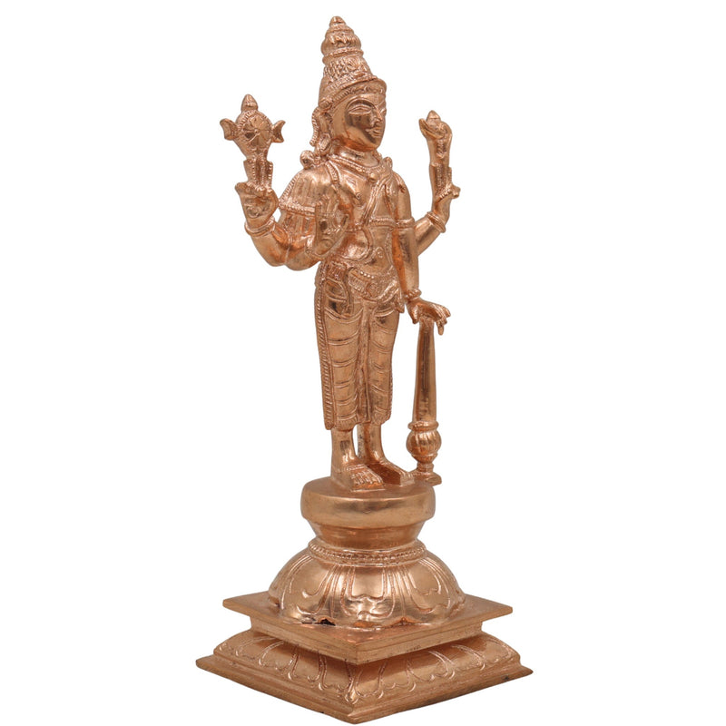 Handcrafted Panchaloha Bronze Vishnu Idol – Traditional Wax Cast Vishnu Murti, Narayana Statue for Temple & Home Pooja,Gold, 5 Inch, 1 Piece