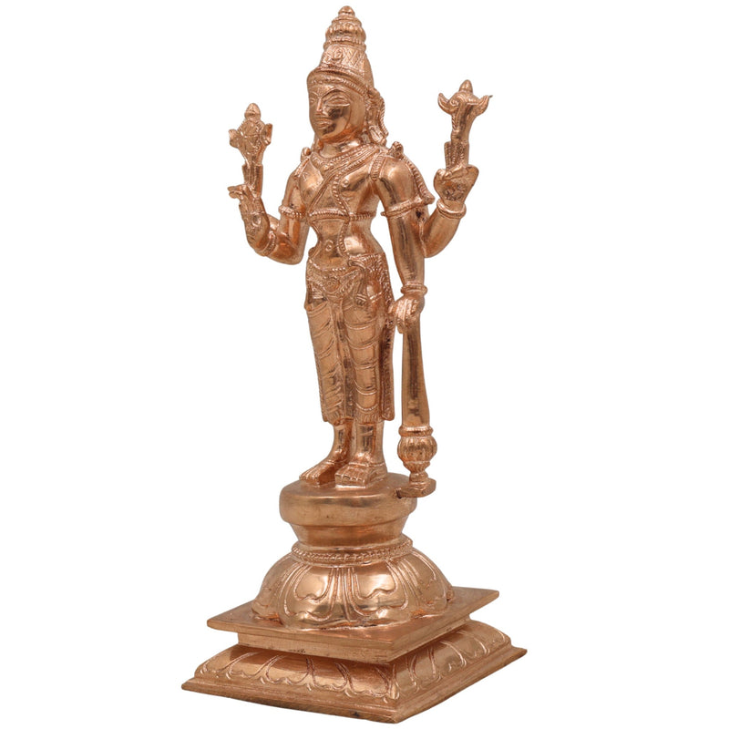 Handcrafted Panchaloha Bronze Vishnu Idol – Traditional Wax Cast Vishnu Murti, Narayana Statue for Temple & Home Pooja,Gold, 5 Inch, 1 Piece