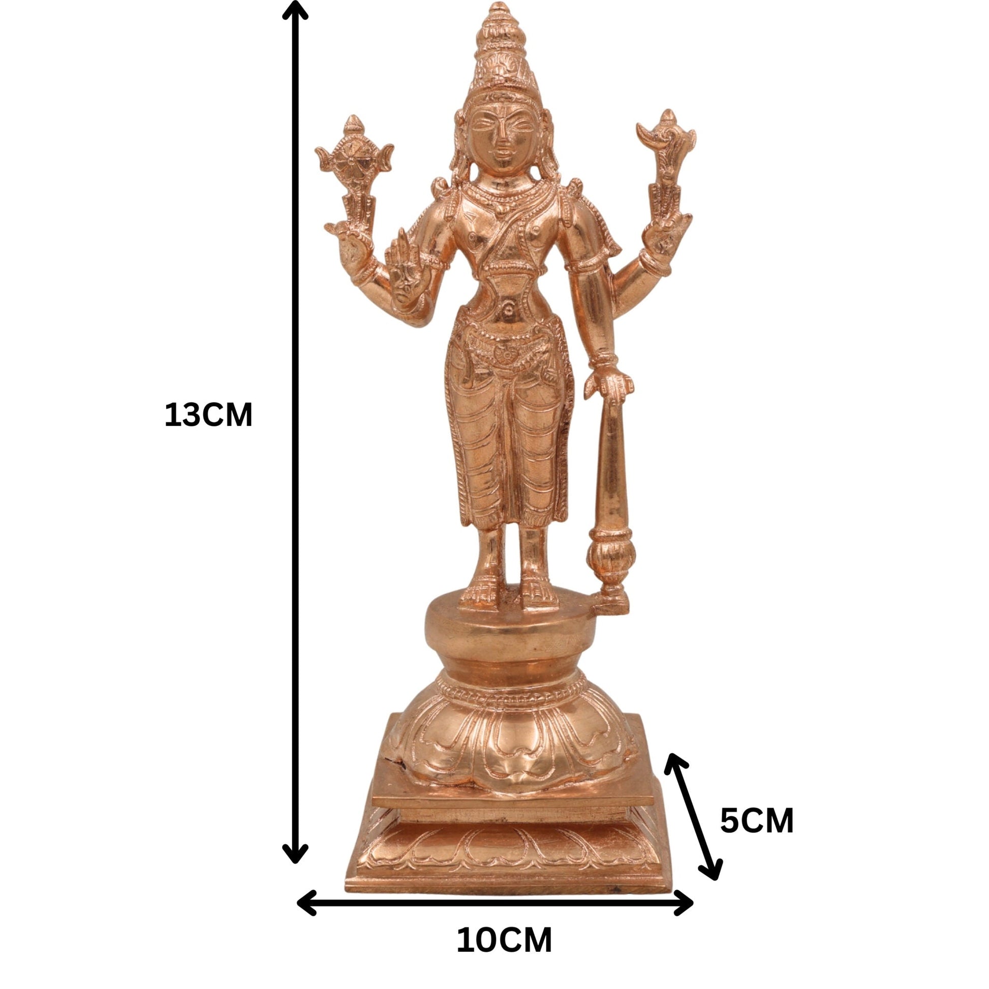 Handcrafted Panchaloha Bronze Vishnu Idol – Traditional Wax Cast Vishnu Murti, Narayana Statue for Temple & Home Pooja,Gold, 5 Inch, 1 Piece