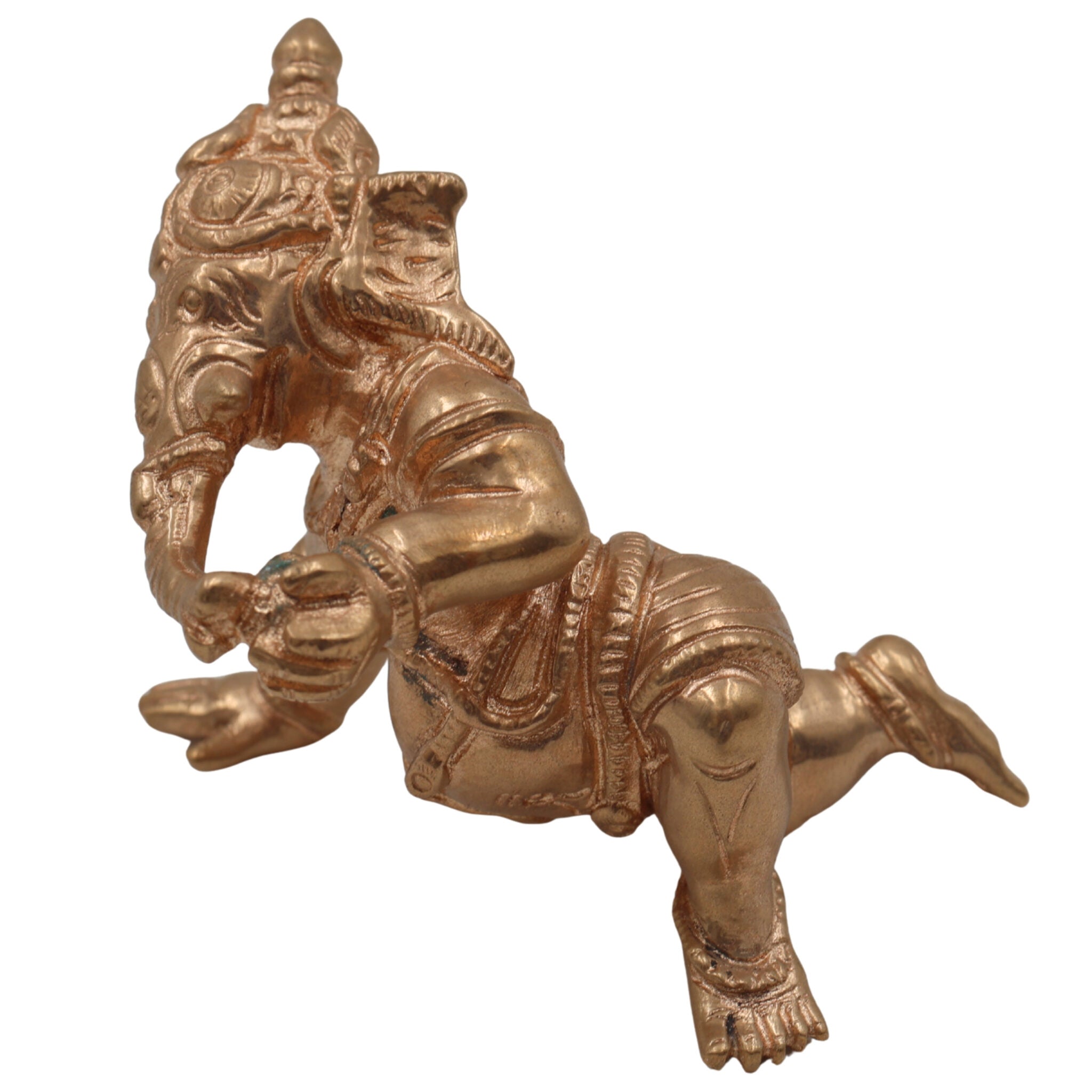 Handcrafted Bronze Baby Ganesha Idol, Bal Ganesh Murti in Panchaloha, Bala Vinayaka, Vatu Ganapati, Shishu Ganesha for Pooja & Gifting,Brown, 3 Inch, 1 Piece