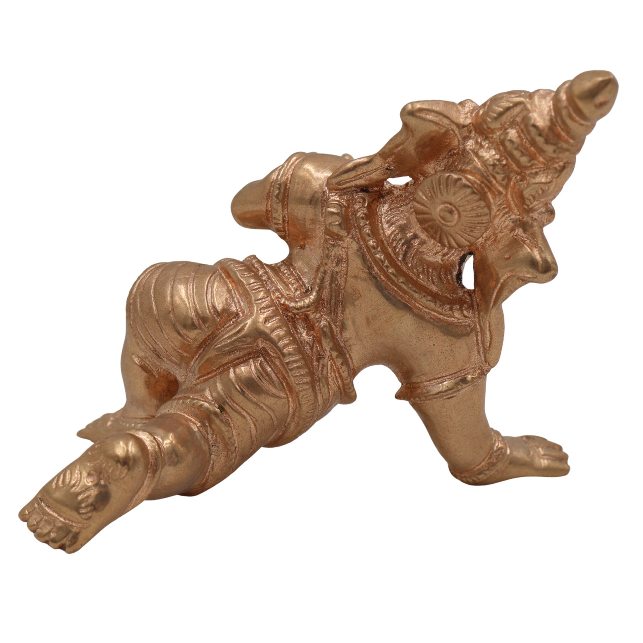 Handcrafted Bronze Baby Ganesha Idol, Bal Ganesh Murti in Panchaloha, Bala Vinayaka, Vatu Ganapati, Shishu Ganesha for Pooja & Gifting,Brown, 3 Inch, 1 Piece