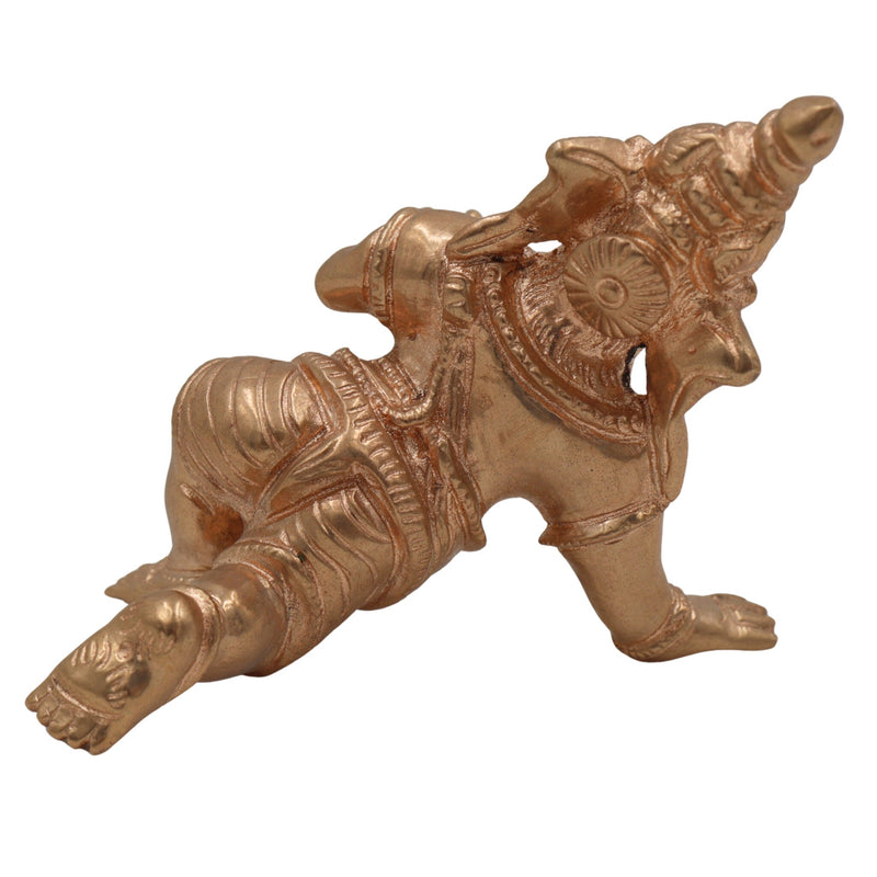 Handcrafted Bronze Baby Ganesha Idol, Bal Ganesh Murti in Panchaloha, Bala Vinayaka, Vatu Ganapati, Shishu Ganesha for Pooja & Gifting,Brown, 3 Inch, 1 Piece