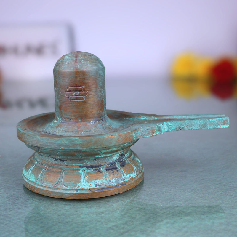 Handcrafted Bronze Panchaloha Shiva Lingam Idol | Authentic Shivling, Mahalingam, Jyotirlingam for Home & Temple Decor,Brown, 3 Inch, 1 Piece