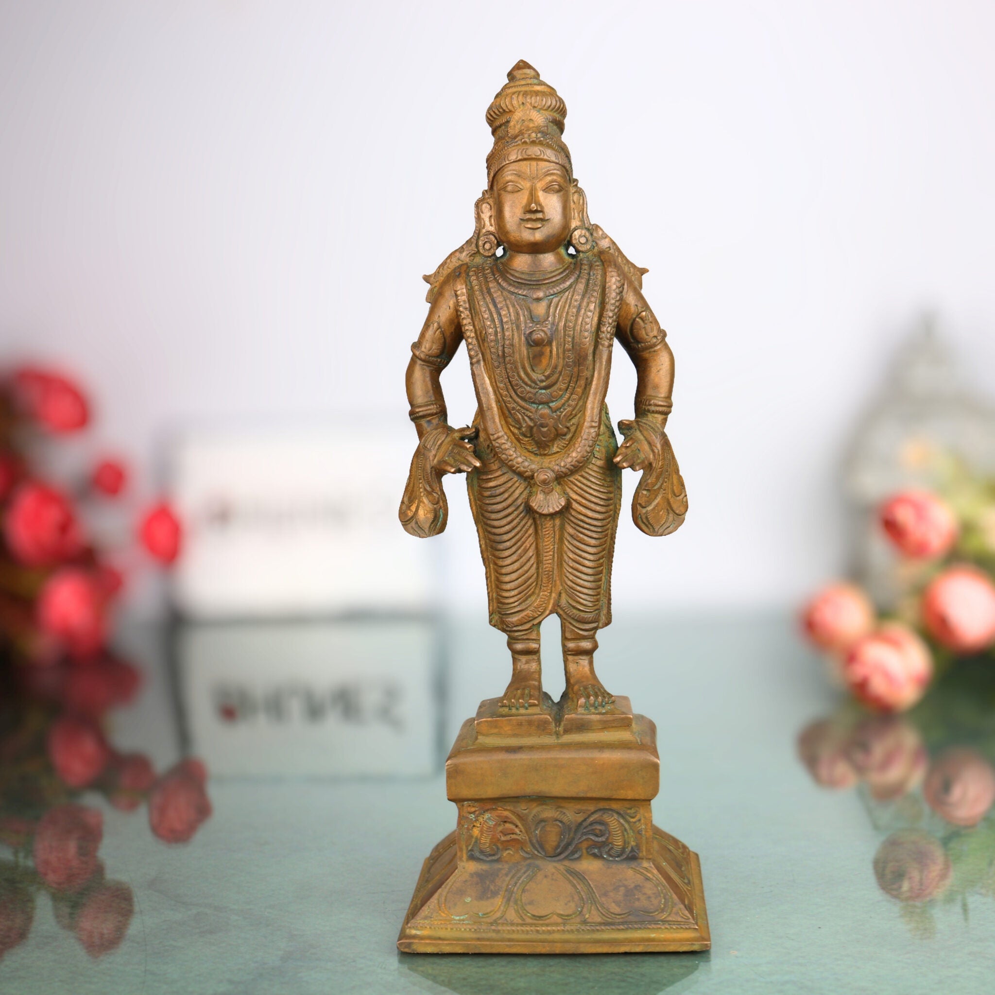 Handmade Bronze Panchaloha Vittala Idol | Vithoba Panduranga Vitthala Statue for Temple & Home Pooja,Brown, 10 Inch, 1 Piece