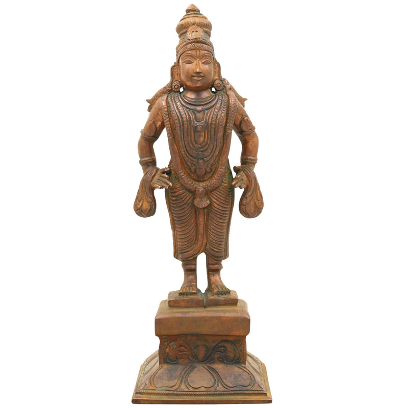 Handmade Bronze Panchaloha Vittala Idol | Vithoba Panduranga Vitthala Statue for Temple & Home Pooja,Brown, 10 Inch, 1 Piece