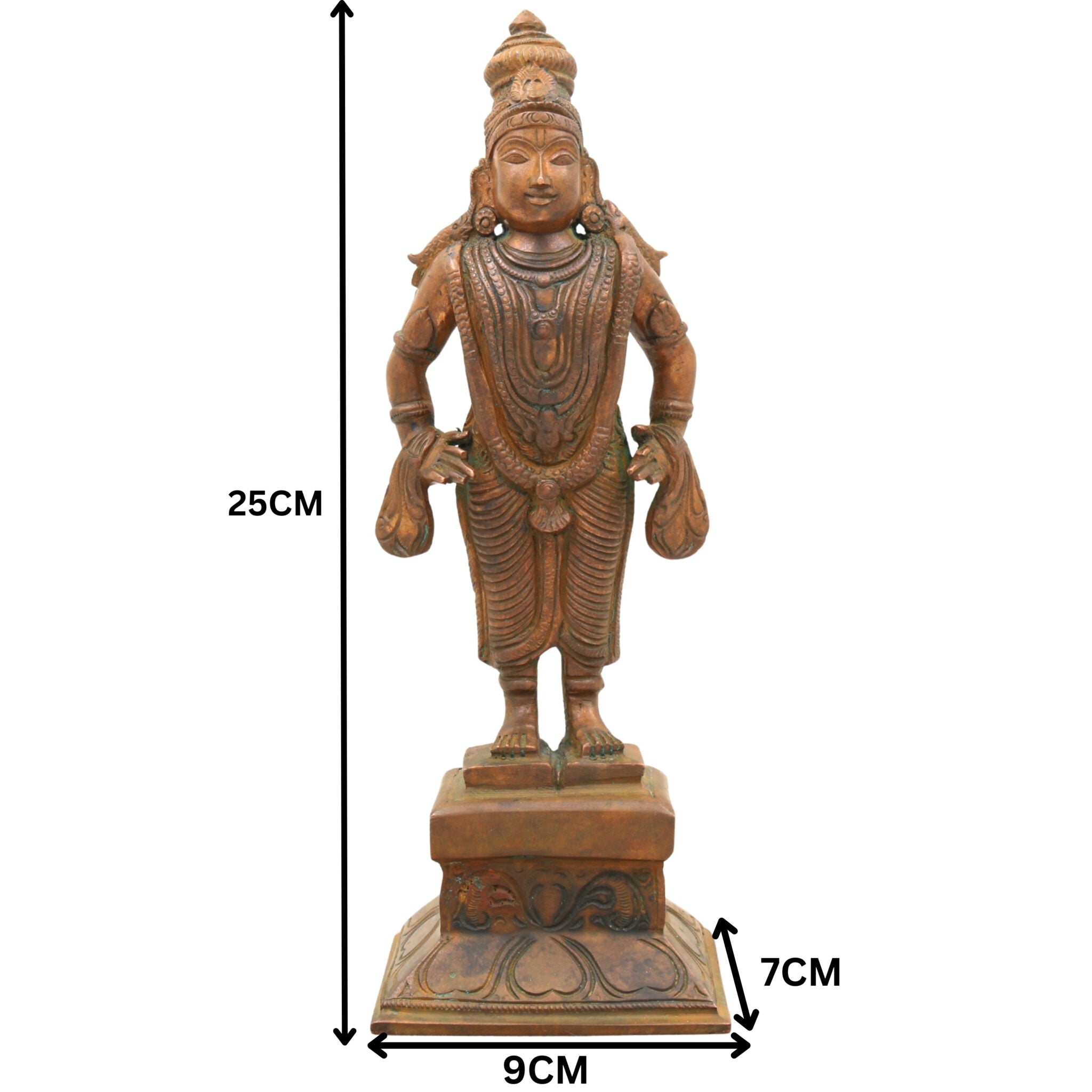 Handmade Bronze Panchaloha Vittala Idol | Vithoba Panduranga Vitthala Statue for Temple & Home Pooja,Brown, 10 Inch, 1 Piece