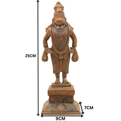 Handmade Bronze Panchaloha Vittala Idol | Vithoba Panduranga Vitthala Statue for Temple & Home Pooja,Brown, 10 Inch, 1 Piece