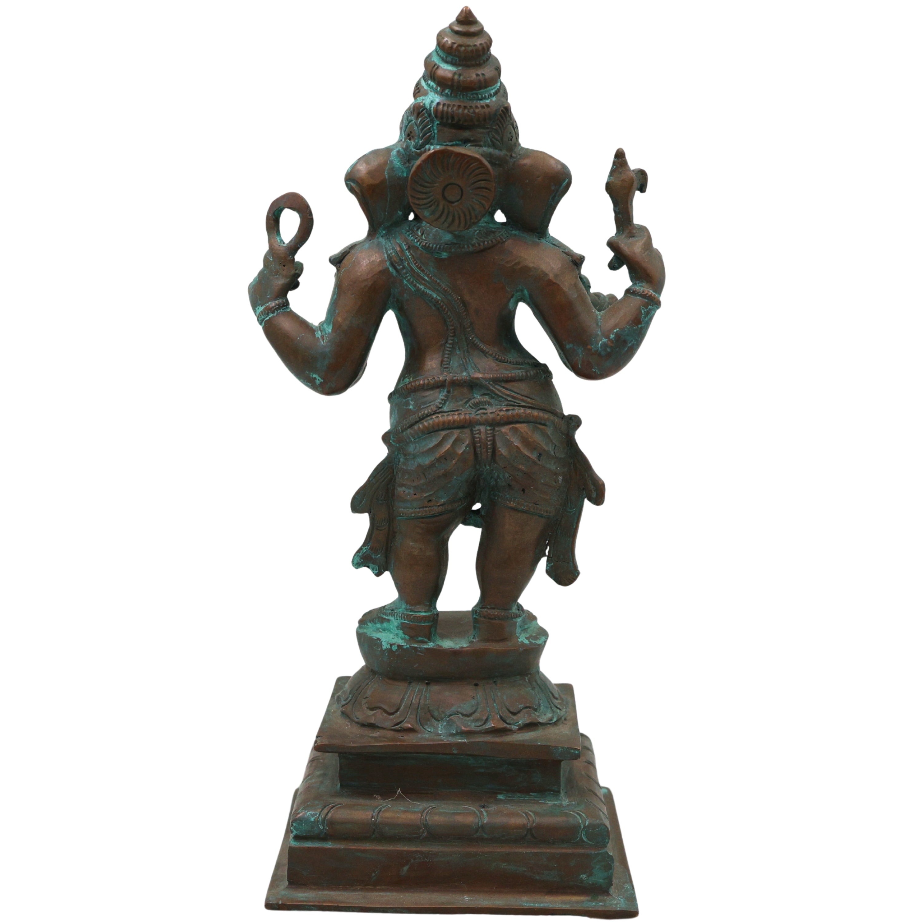 Handmade Bronze Standing Ganesha Idol, Panchaloha Ganpati Vigraha, Panchadhatu Ganesh Murti for Home, Temple & Gifting,Brown, 10 Inch, 1 Piece
