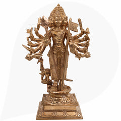 Panchaloha Lord Murugan Idol | Bronze Subramanya Kartikeya Skanda Shanmukha Statue | Handmade South Indian Bronze Vel Murugan Sculpture,Brown, 12.5 Inch, 1 Piece
