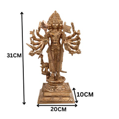 Panchaloha Lord Murugan Idol | Bronze Subramanya Kartikeya Skanda Shanmukha Statue | Handmade South Indian Bronze Vel Murugan Sculpture,Brown, 12.5 Inch, 1 Piece