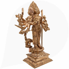 Panchaloha Lord Murugan Idol | Bronze Subramanya Kartikeya Skanda Shanmukha Statue | Handmade South Indian Bronze Vel Murugan Sculpture,Brown, 12.5 Inch, 1 Piece